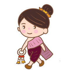 Songkran festival people cartoon drawing 