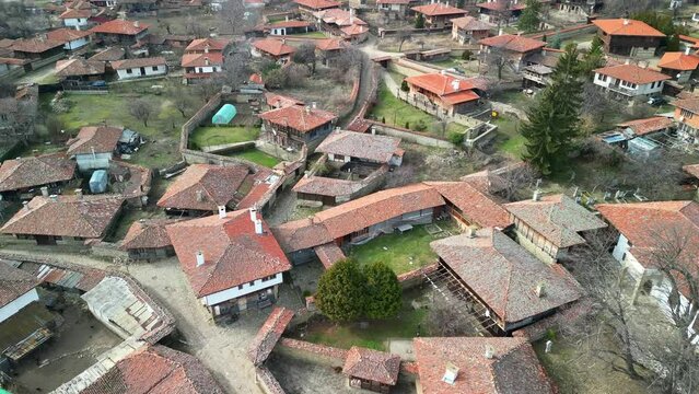 Panoramic view over authentic houses in folk  Bulgaria Jeravna