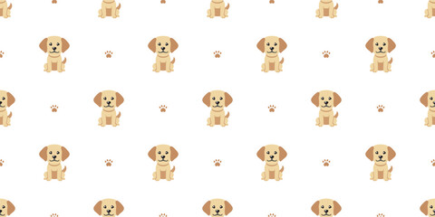 Cartoon character labrador retriever dog seamless pattern background for design.