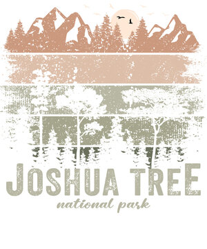 US National Park Retro Illustration Vintage Mountains Hiking Outdoor Nature