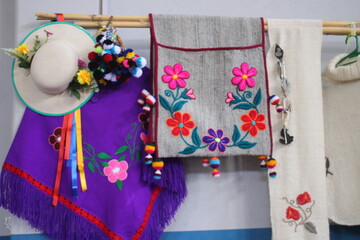 traditional embroidery with flowers in northwest Argentina
