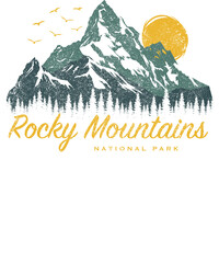 US National Park Retro Illustration Vintage Mountains Hiking Outdoor Nature