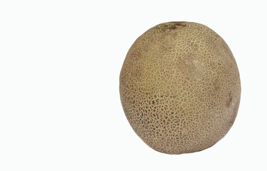 Ripe Cantaloupe or Muskmelon Isolated on White Background with Copy Space