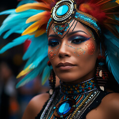 portrait of a woman at the carnival in Rio de Janeiro

