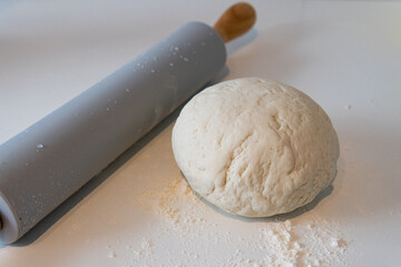 Preparing dough rolling pin hands