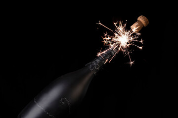 champagne bottle with fireworks