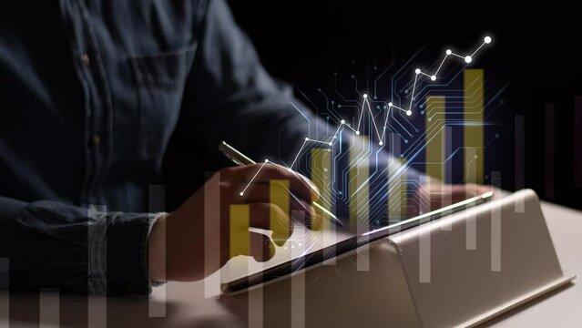 Business intelligence, data analytics and visualization concept. Machine learning, artificial intelligence (AI) and statistical model for predictive analytics and making effective business decisions