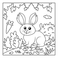 Rabbit Coloring Page Activities Book For Kids