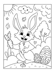 Rabbit With Easter Bunny Egg Coloring Page Activities Book For Kids