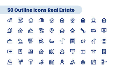 Outline web icons set - Real Estate
