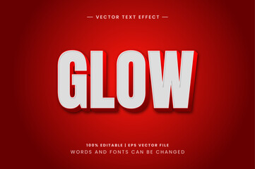 Glow Editable 3d Text effect in Red And White Gradient Color Style