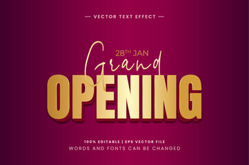 Grand Opening Luxury Golden Gradient Style 3D Editable Text Effect Design