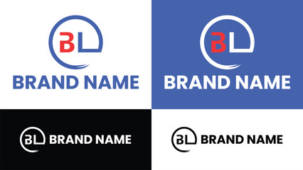 BL B L Logo Design Made of Letters with Circle and Background.
