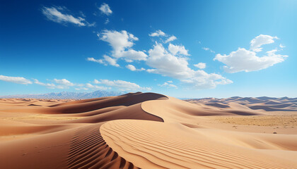 Fototapeta na wymiar Arid Africa Majestic sand dunes ripple in tranquil, remote beauty generated by AI