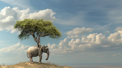 Foto op Aluminium Lonely elephant on tree. © Creative