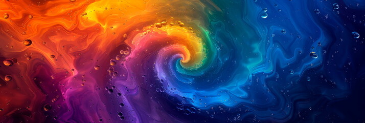 A tie-dye effect applied to a galactic spiral, featuring swirls of rainbow colors merging into the depths of space.