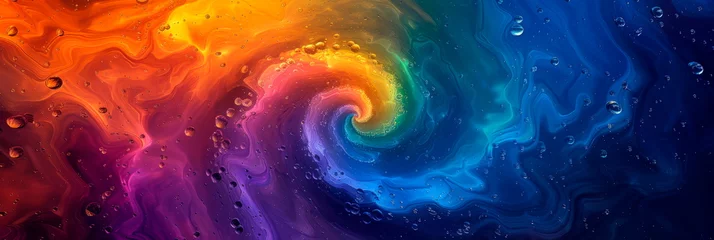 Papier Peint photo Mélange de couleurs A tie-dye effect applied to a galactic spiral, featuring swirls of rainbow colors merging into the depths of space.