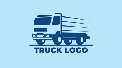 Logo with truck on background, monochrome style
