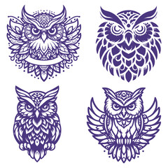 Vector colorful bird owl mascots logo design illustration modern style, Generative Ai