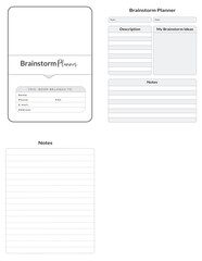 Editable Brainstorm Planner Kdp Interior printable template Design.