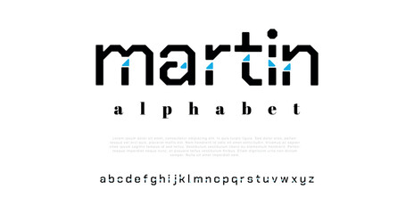 Martin Modern alphabet fonts. Typography, Technology, Lettering, Elegant, Fashion, Designs, Serif fonts, Uppercase. Vector illustration - obrazy, fototapety, plakaty