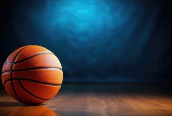 Obraz premium Basketball ball on floor. Sport background. 3D illustration.
