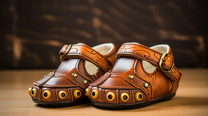Leather baby shoes.