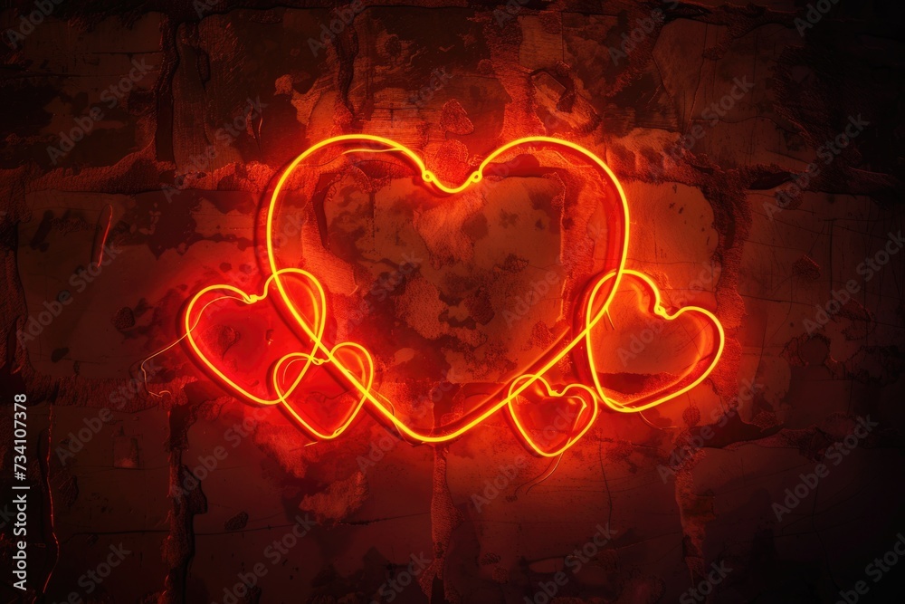 Aufkleber a neon sign featuring a heart in the middle. perfect for adding a touch of romance to any space