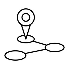 Route planning location icon. The path from a point to the intended goal, many destinations.