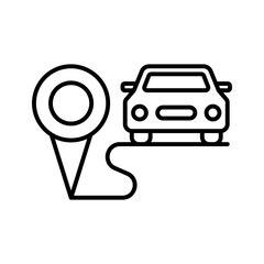 Car in map pointer pictogram. Taxi, car sharing or rental car location.
