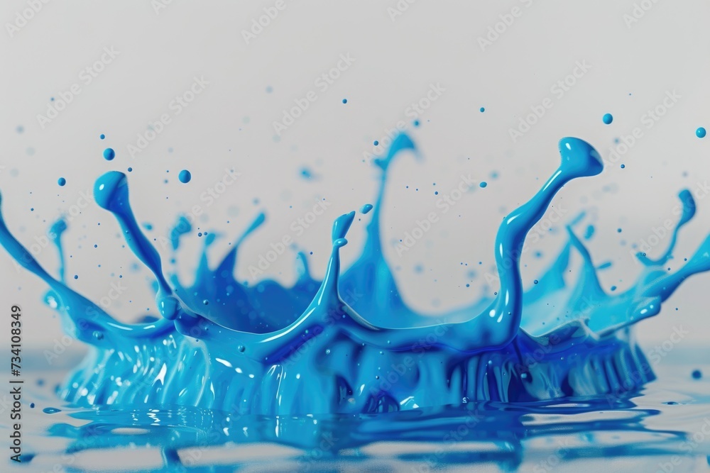 Poster A close-up view of a blue liquid splash. This image can be used to depict concepts such as freshness, energy, motion, or creativity