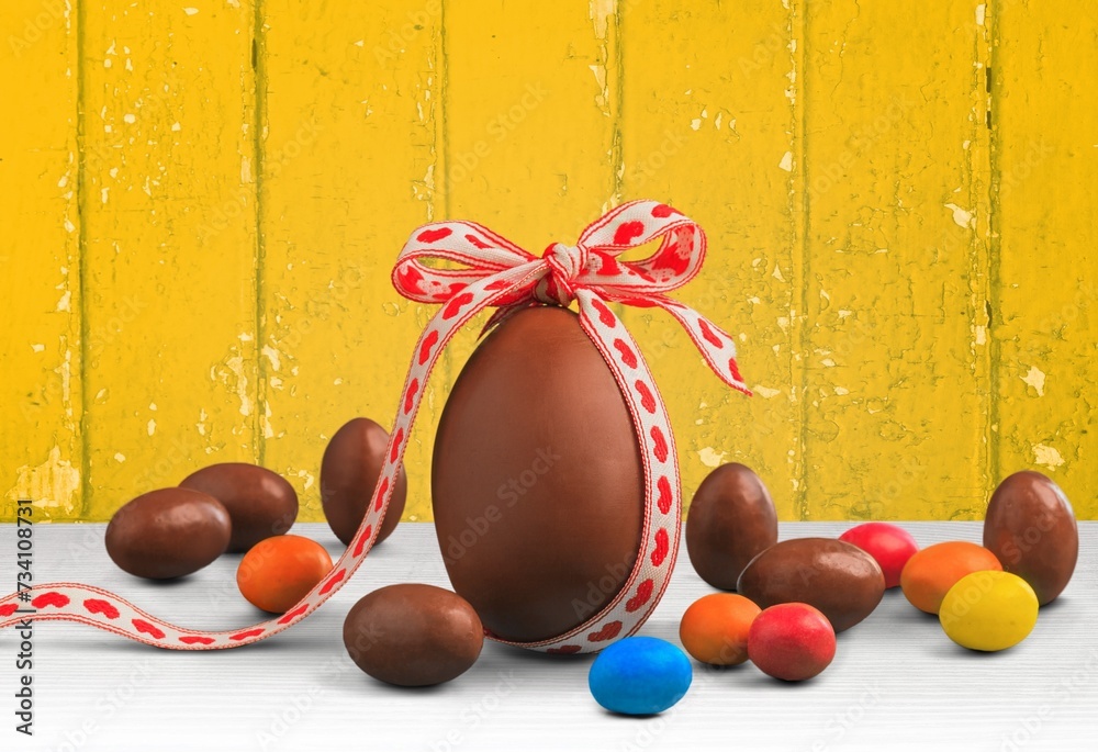 Canvas Prints chocolate easter eggs and colored candy