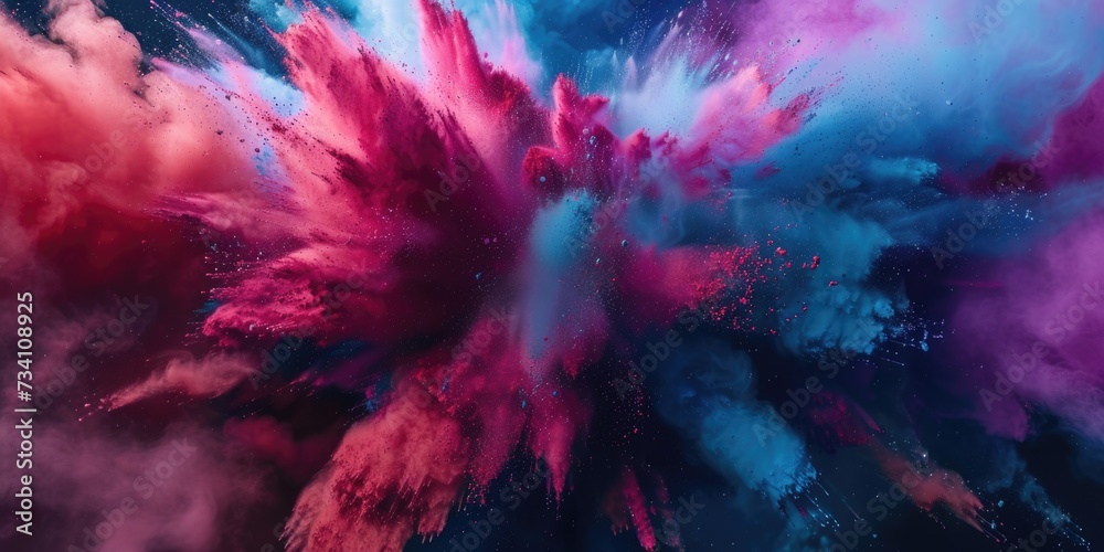 Poster A vibrant burst of colored powder fills the air, creating a mesmerizing display of colors. Perfect for adding a dynamic and energetic touch to any project or event