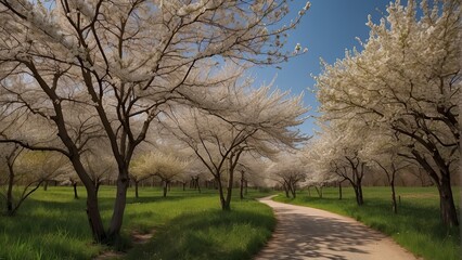 Fototapeta na wymiar blossom in spring, blooming trees in spring, amazing spring scenery, trees in spring