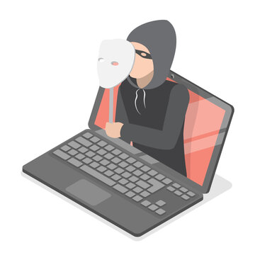 3D Isometric Flat Vector Set of Hacker Icons, Cyber Crime. Item 2