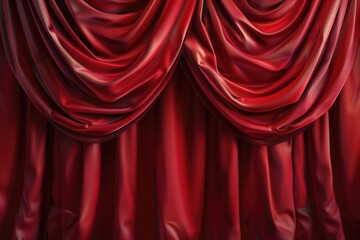 Close up view of a vibrant red curtain against a dark black background. This image can be used to add drama and elegance to any design project