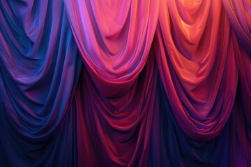 A detailed view of a red and purple curtain. This image can be used for interior design projects or theatrical themes