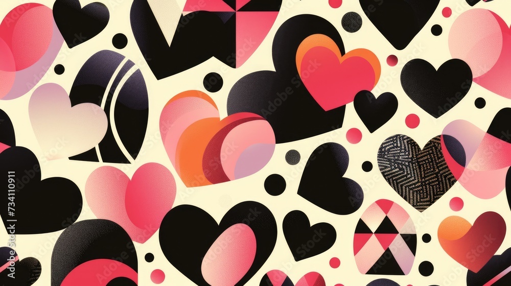 Poster A collection of hearts displayed on a wall. Perfect for adding a touch of love and romance to any project