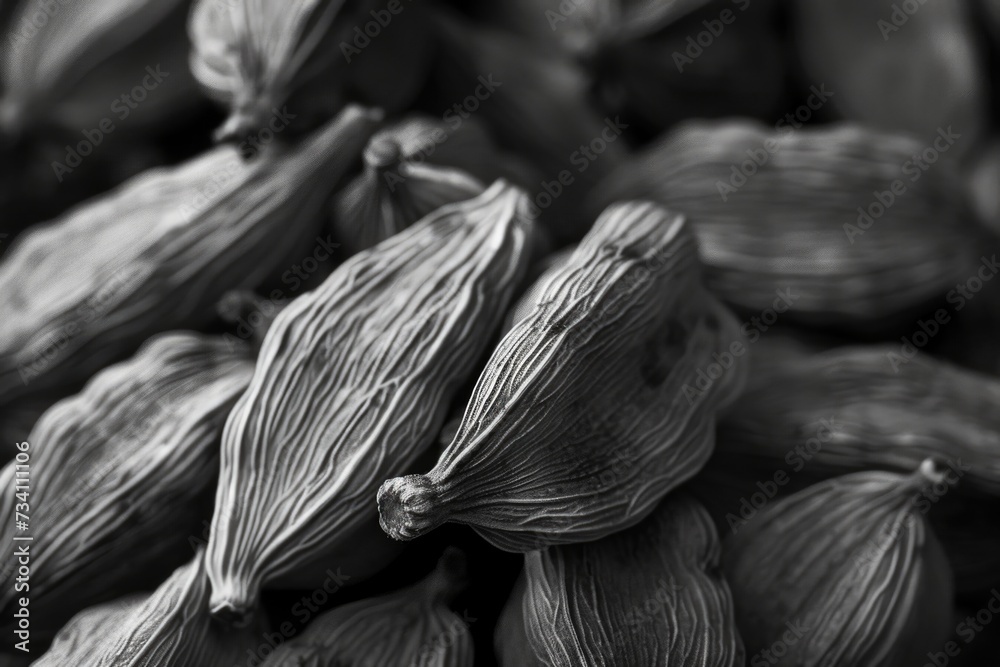 Poster a black and white photograph showcasing a bunch of seeds. this versatile image can be used in variou