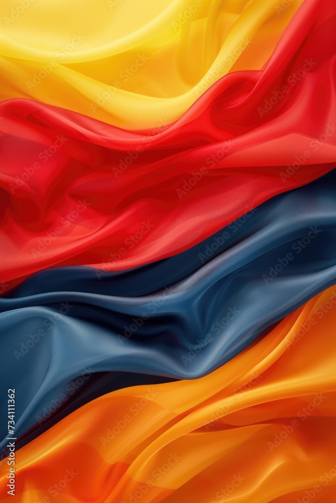 Aufkleber a vibrant background featuring folds of red, yellow, and blue. perfect for adding a pop of color to 