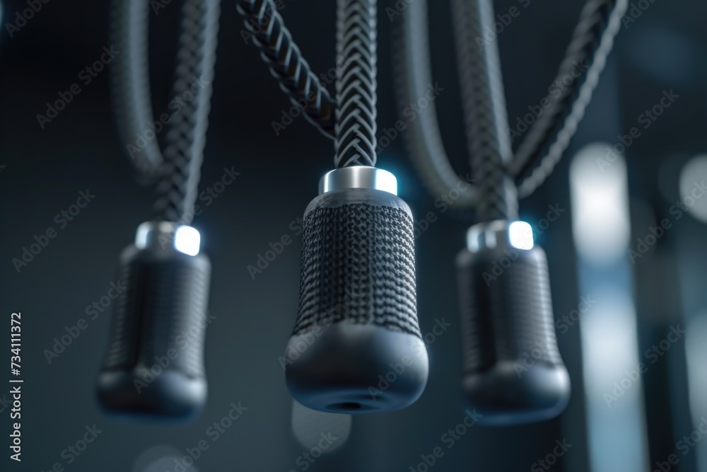 Poster a detailed close-up view of various metal objects. this image can be used to depict industrial setti