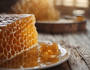 honeycomb with honey,Honeycomb with honey on a plate
