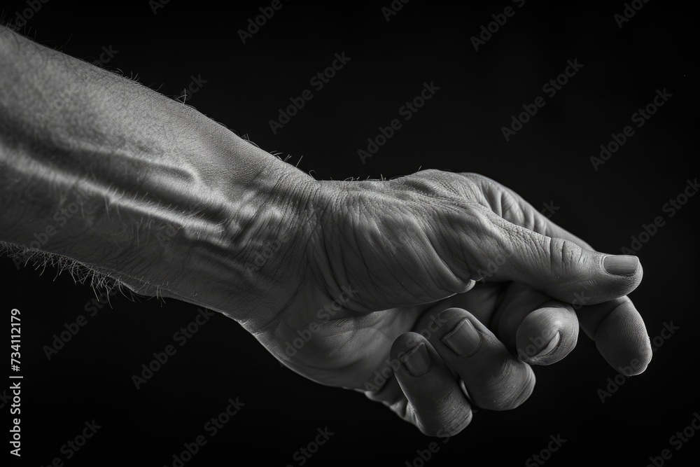 Poster a black and white photo capturing a moment of connection as a man holds a woman's hand. perfect for 