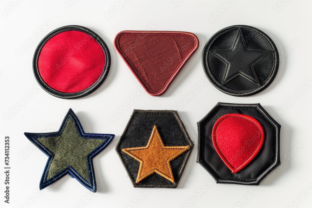 Aufkleber A vibrant collection of patches with various shapes and colors. Ideal for adding a pop of color and visual interest to any design project