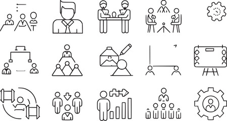 business workshop line icons set with editable vector  collections. 