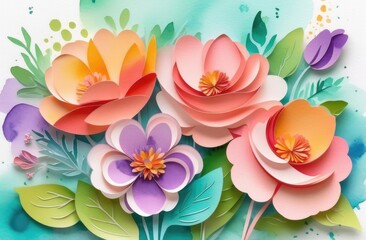 Postcard to March 8, with paper flowers. Illustration can be used in the newsletter, brochures, postcards, tickets, advertisements, banners. Congratulations to the Women's Day.