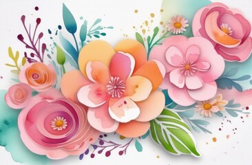 Postcard to March 8, with paper flowers. Illustration can be used in the newsletter, brochures, postcards, tickets, advertisements, banners. Congratulations to the Women's Day.