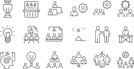 business workshop line icons set with editable vector  collections. 