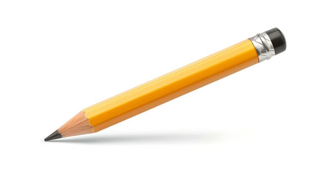 Classic yellow pencil isolated on white background, perfect for school and office supplies. simple, essential stationery item. high-quality image suitable for design projects. AI