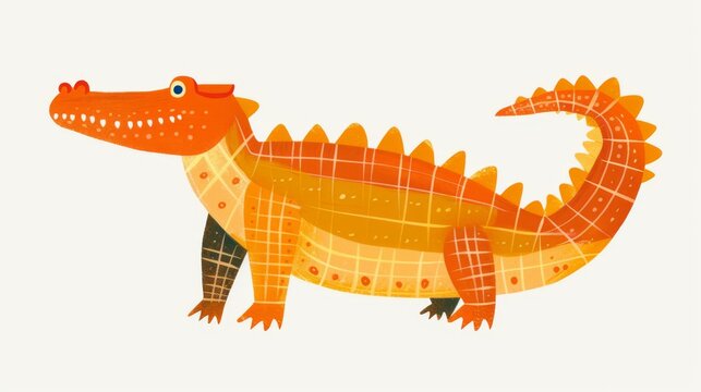 Vivid minimal illustration of a crocodile in vector style. Animal art. Simple colors and contours.